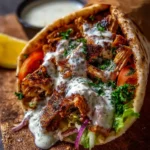 Delicious authentic chicken shawarma served with fresh vegetables and sauce.