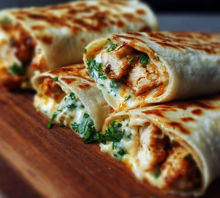 Cheesy Garlic Chicken Wraps