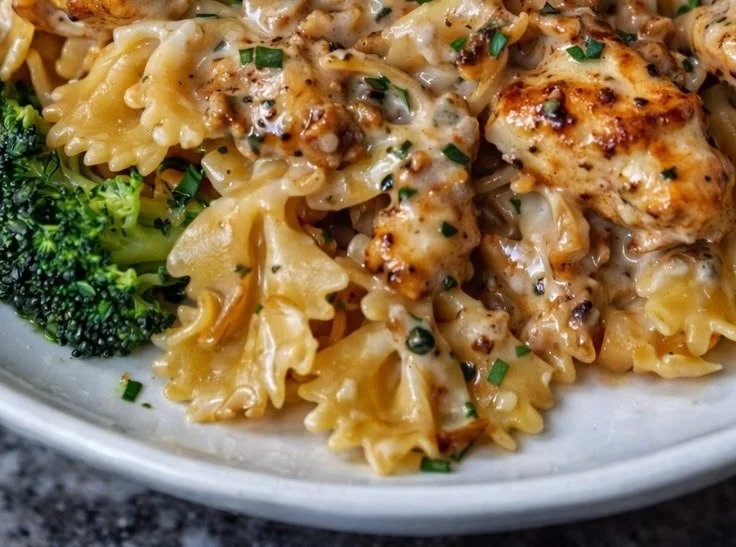 Cowboy Butter Lemon Bowtie Chicken with Broccoli