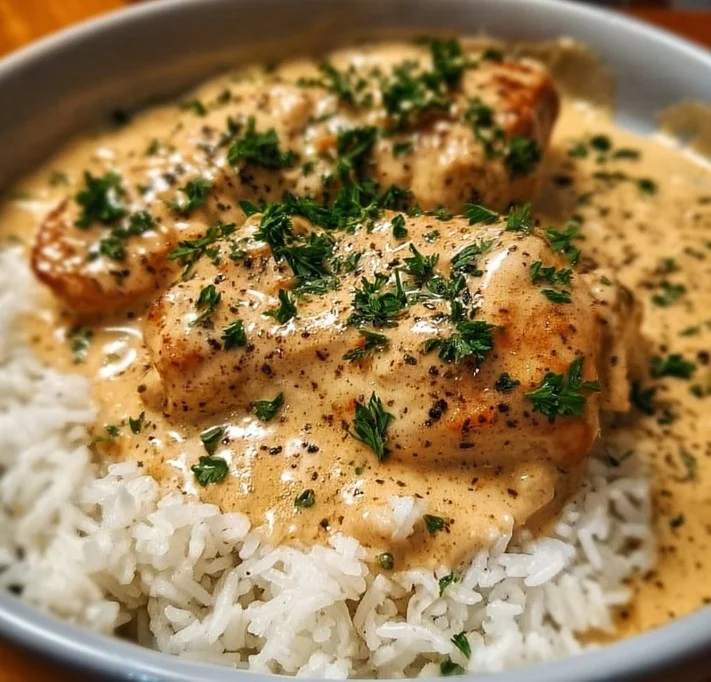 Creamy Smothered Chicken and Rice