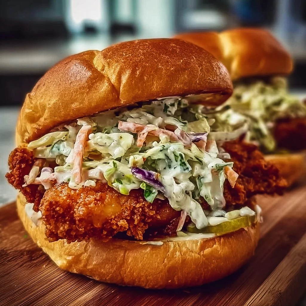 Crispy Buffalo Chicken Sandwich with Ranch Slaw