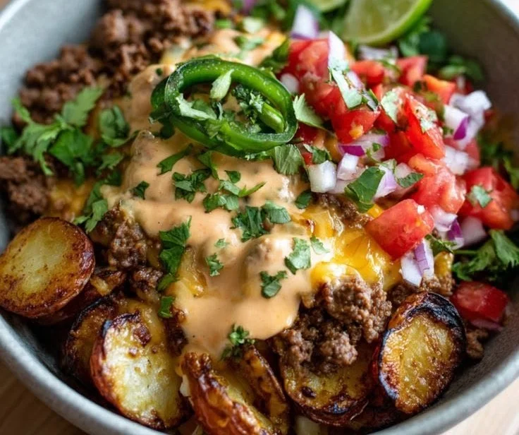 Ground Beef & Potato Taco Bowl