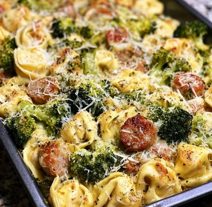 Sheet Pan Broccoli Tortellini Bake
