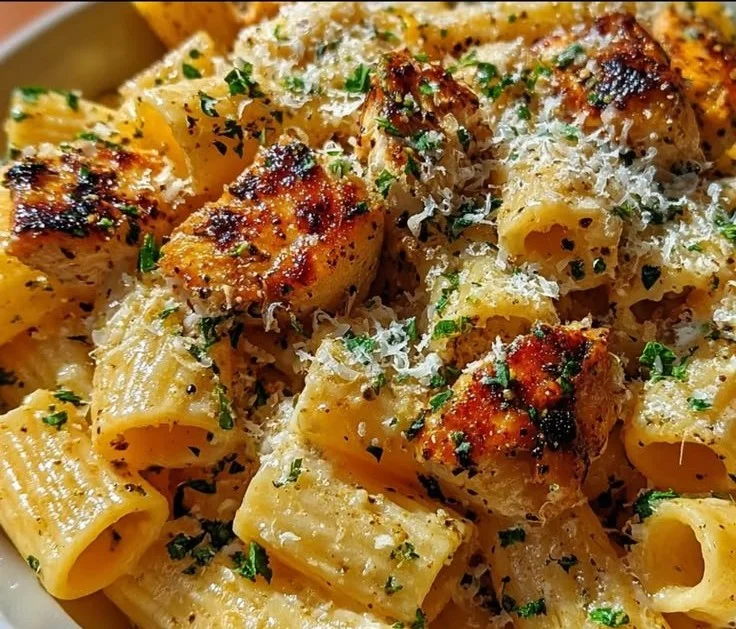 Garlic Butter Chicken with Rigatoni and Parmesan